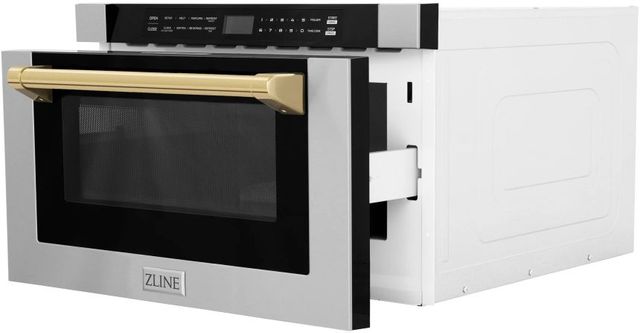 ZLINE Autograph Edition 1.2 Cu. Ft. Stainless Steel/Gold Microwave Drawer-3