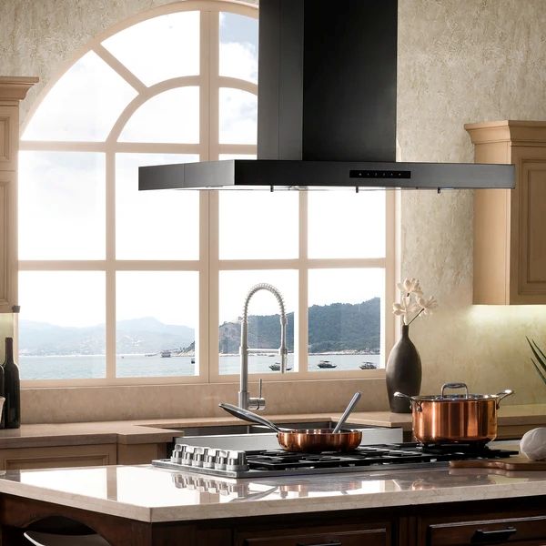 ZLINE 30" Black Stainless Steel Convertible Island Mount Range Hood-1