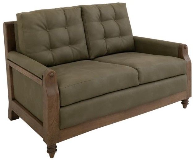 International Furniture Direct Xel-Ha II Dark Hay Brown/Green Loveseat-0