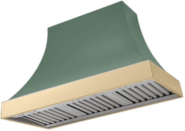 AGA Cascade 48" Mineral Green Wall Mounted Range Hood  with Polished Brass Trim-0