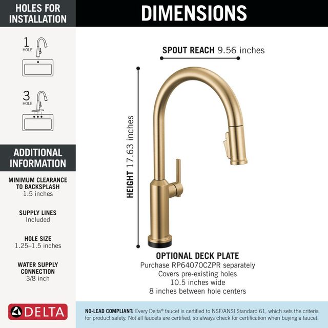 Delta Cordova™ Champagne Bronze Touch2O® Technology Lumicoat® Kitchen Faucet with Touchless Technology-2