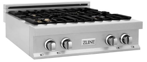 ZLINE Legacy 30" Satin Stainless Steel Gas Rangetop with 4 Brass Burners and Porcelain Cooktop-1