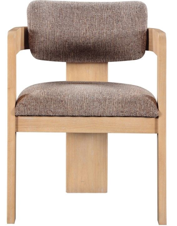 Meridian Furniture Sacha Brown/Natural Linen Textured Upholstered Dining Chair-1