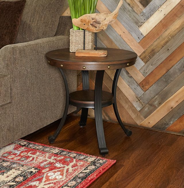 Powell® Franklin Rustic Umber Side Table with Black Base-1