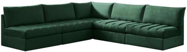 Meridian Furniture Jacob 5-Piece Green Velvet Modular Sectional Set-0