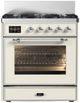 Ilve® Majestic III 30" Antique White Pro Style Dual Fuel Liquid Propane Range with Triple Glass Door with Chrome Trim-0