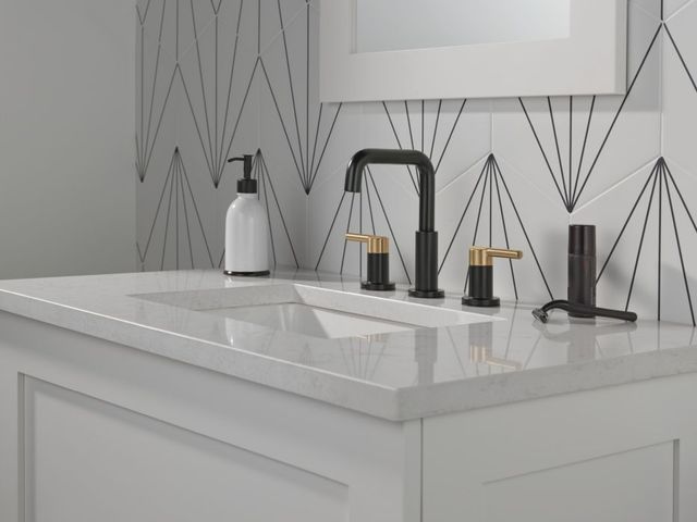 Delta Nicoli® Champagne Bronze/Matte Black 8" 2-Handle Widespread Bathroom Faucet-2