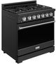 Thor Kitchen Gordon Ramsay Collection 36" Black Pro Style Liquid Propane Range with Precision Knob Control and Stainless Steel Trim-2