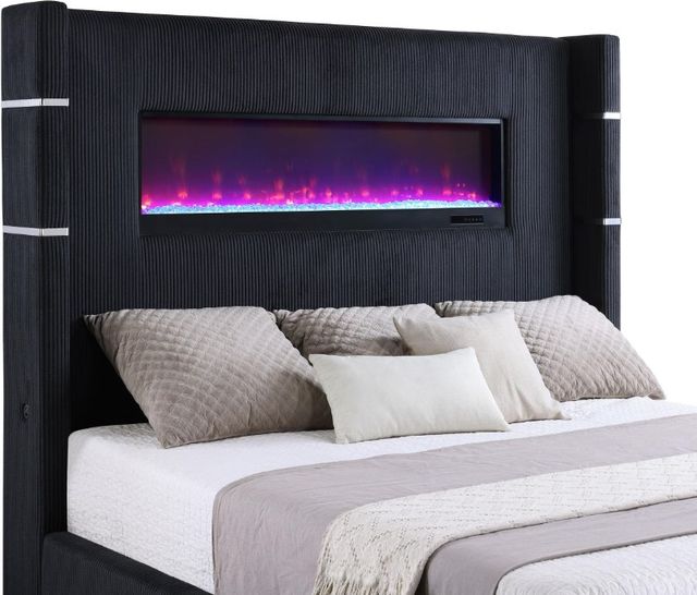 Coaster® Tisdall Black California King Upholstered Fireplace Panel Bed-3