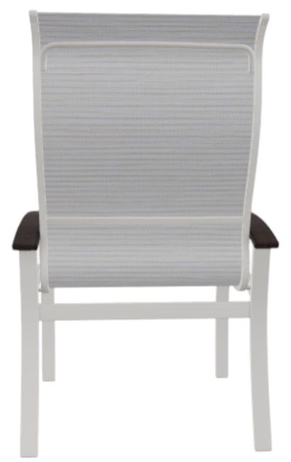 Telescope Casual Belle Isle Abalone/Snow Aluminum/Fabric Outdoor Sling Supreme Arm Chair with Chestnut Rustic Polymer Arm Accent-3