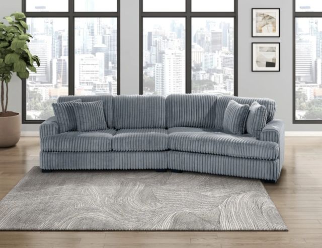 Homelegance® Warwick 2-Piece Gray Crurved Sectional-1