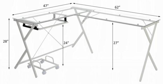 ACME Furniture Dazenus Clear/White Computer Desk with X Shape Base-5