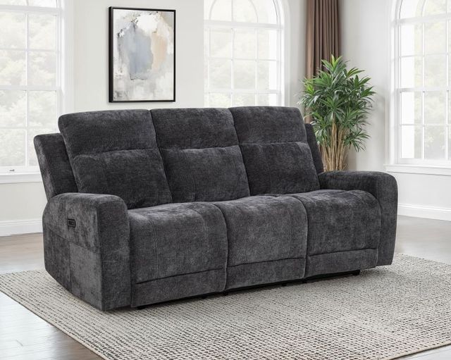 Coaster® Kennett Dark Gray Power Reclining Sofa-1