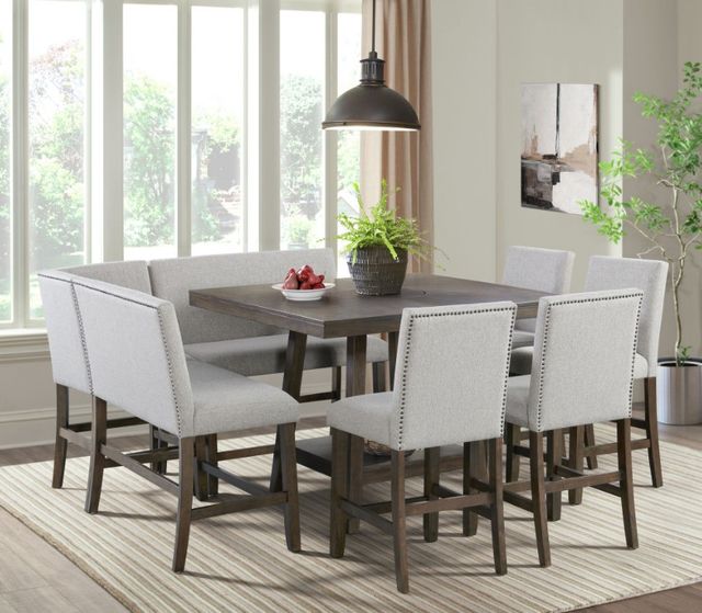 Elements International Seneca 8-Piece Brown Dining Set-2