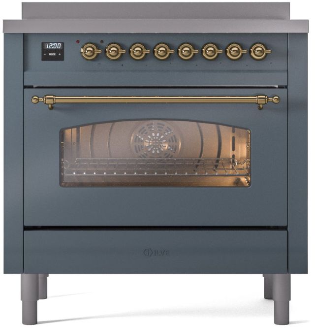 Ilve® Nostalgie II Series 36" Blue Grey Pro Style Induction Range-2