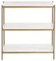 Four Hands Felix Polished White Marble/Antique Brass Nightstand-1