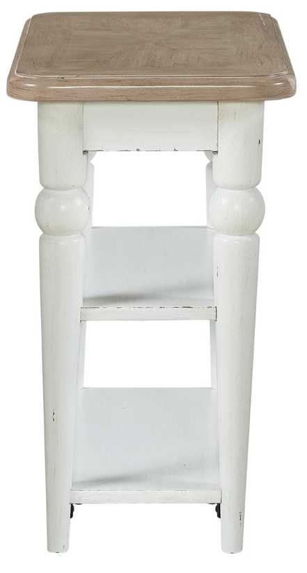 Liberty Furniture Turnberry Park Toasted Oat Chairside Table with Washed White Base-2