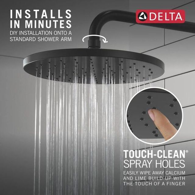 Delta Universal Showering Components Matte Black 10" Single-Spray Raincan Shower Head-4