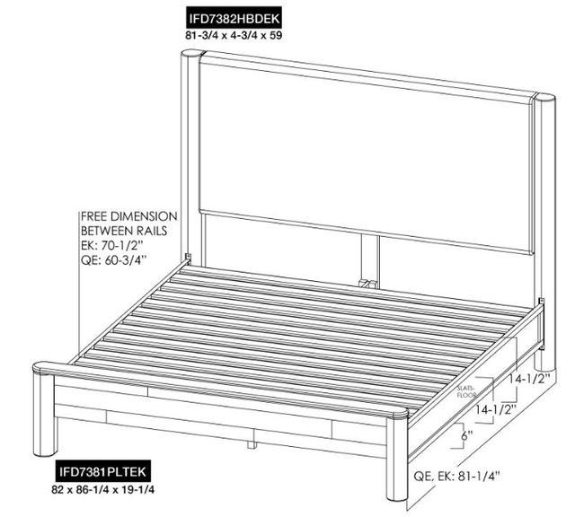 International Furniture Direct Olimpia Natural Eastern King Panel Bed-2