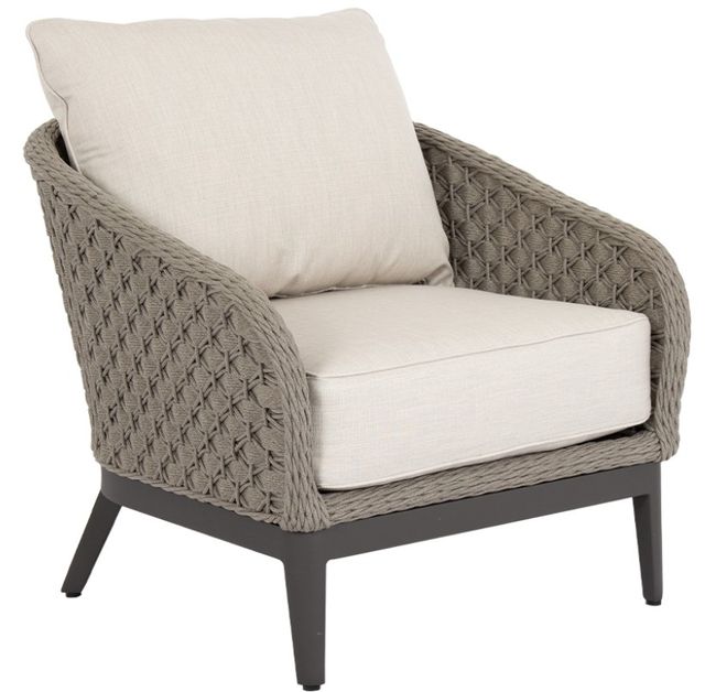 Sunset West Marbella Stone Gray Aluminum/Olefin Rope Outdoor Club Chair with Echo Ash Cushion-0