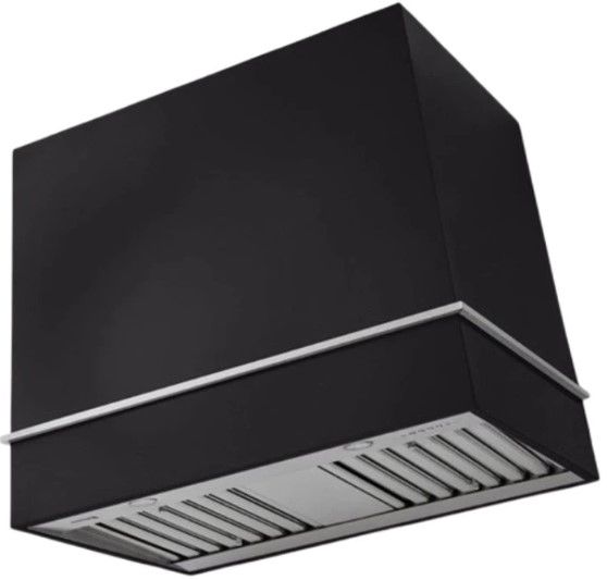 AGA Loge 48" Matte Black Wall Mounted Range Hood  with Brushed Nickel Trim-0