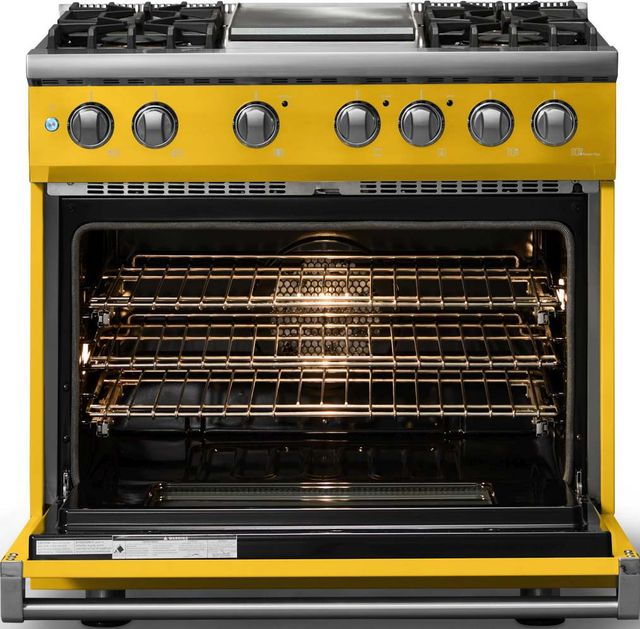 Viking® 5 Series 36" Daffodil Pro Style Dual Fuel (NG) Range with Polished Chrome Trim-1