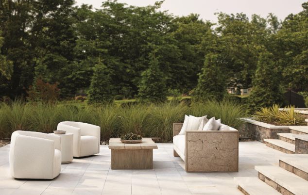 Bernhardt Madura Bernhardt Exteriors Sea Oat/White Fabric/Wood Outdoor Sofa-1