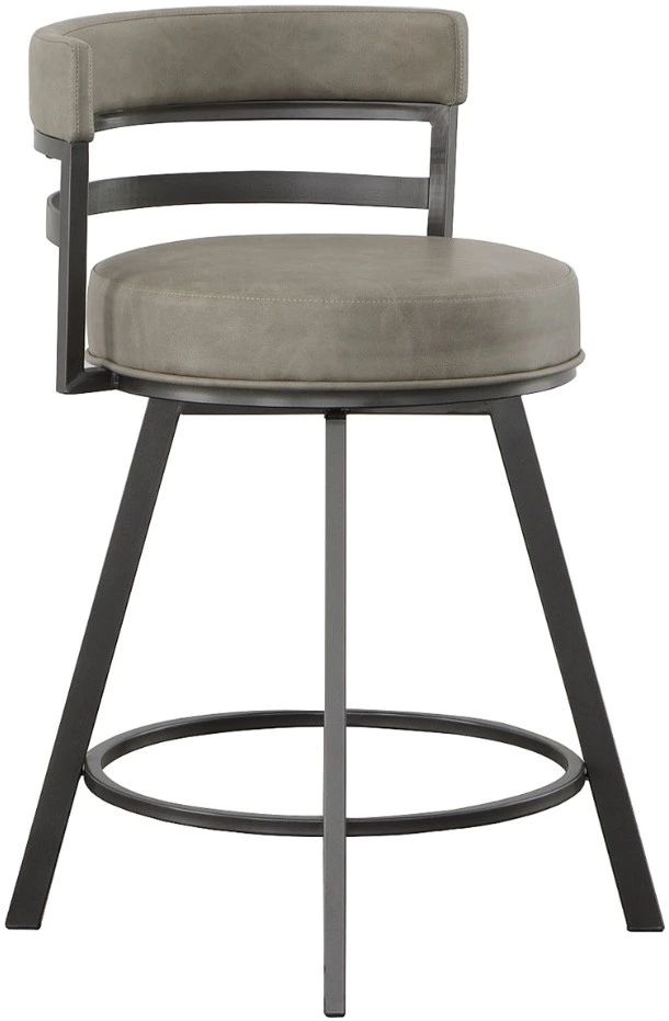 Steve Silver Co. Gene Black/Pebble Upholstered Swivel Counter Stool-0