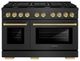 ZLINE Autograph Edition Paramount 48" Black Satin Stainless Steel/Champagne Bronze Double Oven Gas Range with 8 Burner Cooktop-0