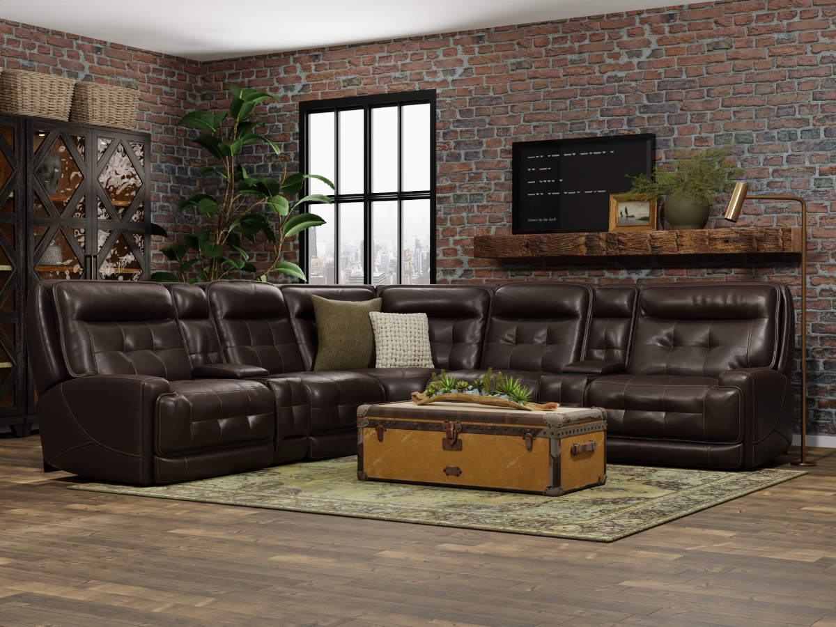 Luxe 7 Piece Leather Sectional, image size:1200x900