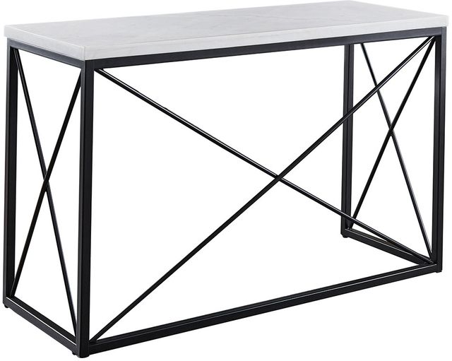Steve Silver Co. Skyler White Rectangular Sofa Table with Black Base-0