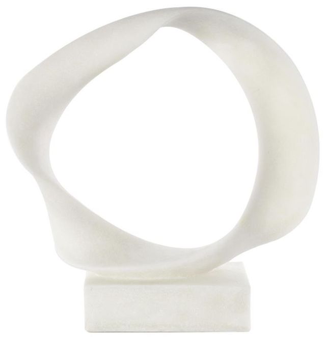 Deco Marche White Polystone Open Wave Sculpture with Elevated Base-0