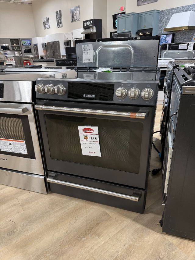 Café™ 30" Matte Black Slide-In Electric Range-0