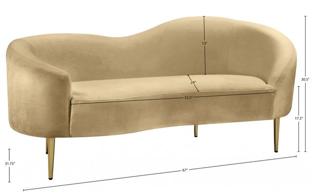 Meridian Furniture Ritz Camel Velvet Loveseat-2