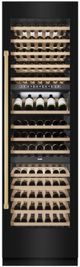 ZLINE Autograph Edition 24" 12.4 Cu. Ft. Triple Zone 100 Bottle Column Wine Cooler in Black Stainless Steel and Polished Gold Accents-3