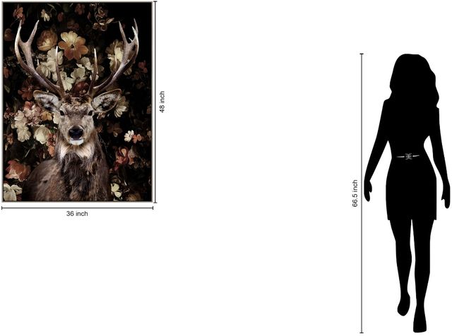 Classy Living Untamed Deer on Flowers Wall Art-2