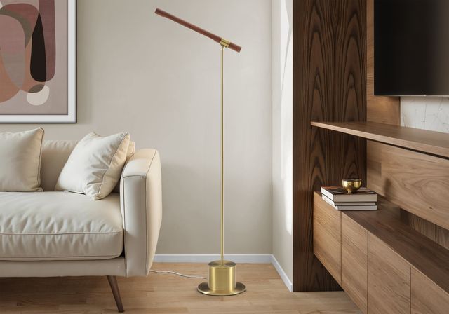Monarch Specialties Inc. Antique Brass 65" Floor Lamp-1