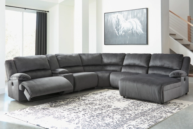 Signature Design by Ashley® Clonmel 6-Piece Charcoal Power Reclining Right-Arm Facing Sectional and Chaise with Console-1