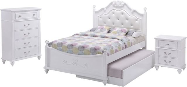Elements International Alana 3-Piece White Full Youth Bedroom Set-0