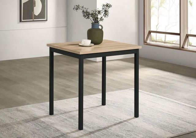 Coaster® Garza Greige Oak Dining Table with Matte Black Base-1