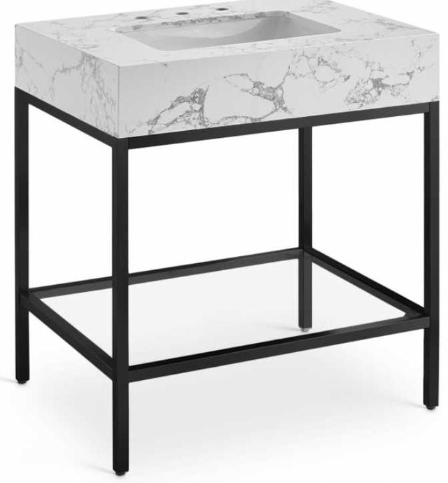 Meridian Furniture Marmo White/Matte Black 30" Bathroom Vanity-0