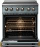 Viking® 5 Series 30" Novembery Sky Pro Style Induction Range with Brushed Brass Trim-1