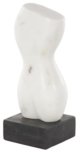 Deco Marche White 11' Woman Abstract Female Form Sculpture with Black Block Base-2