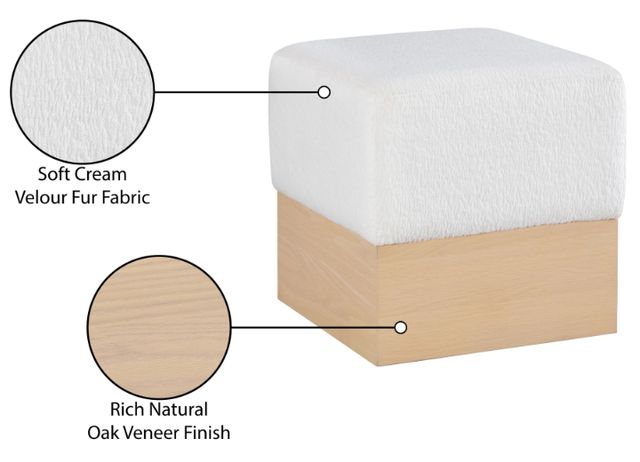 Meridian Furniture Havre Cream/Natural Upholstered Ottoman-4