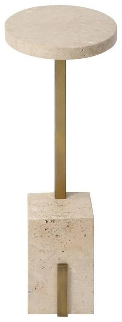 Uttermost® Feranno Travertine Accent Table with Brass Accent-3