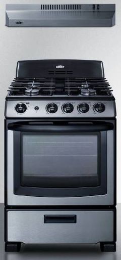 Summit® 24" Black Gas Range with Convertible Hood