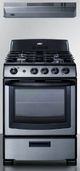Summit® 24" Black Gas Range with Convertible Hood-0