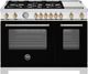 Bertazzoni Master Series 48" Fingerprint Resistant Nero Matt Pro Style Gas Range with Gold Accents-0