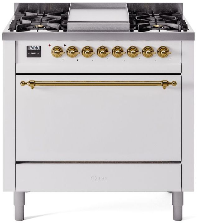 Ilve® Nostalgie II Series 36" White Pro Style Dual Fuel Range-0