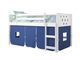 Donco Kids White Circles Twin Low Loft with Blue Tent Kit-0